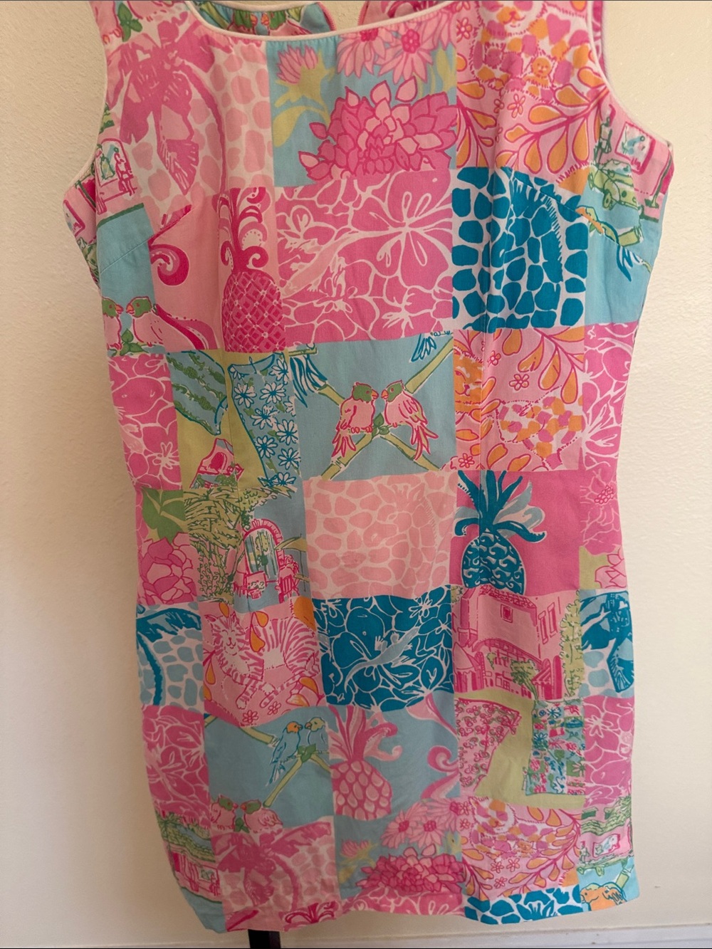 Lilly Pulitzer 💗Colorblock Patchwork Sleeveless Shift Dress - Pink, Blue & Green - Picture 10 of 15